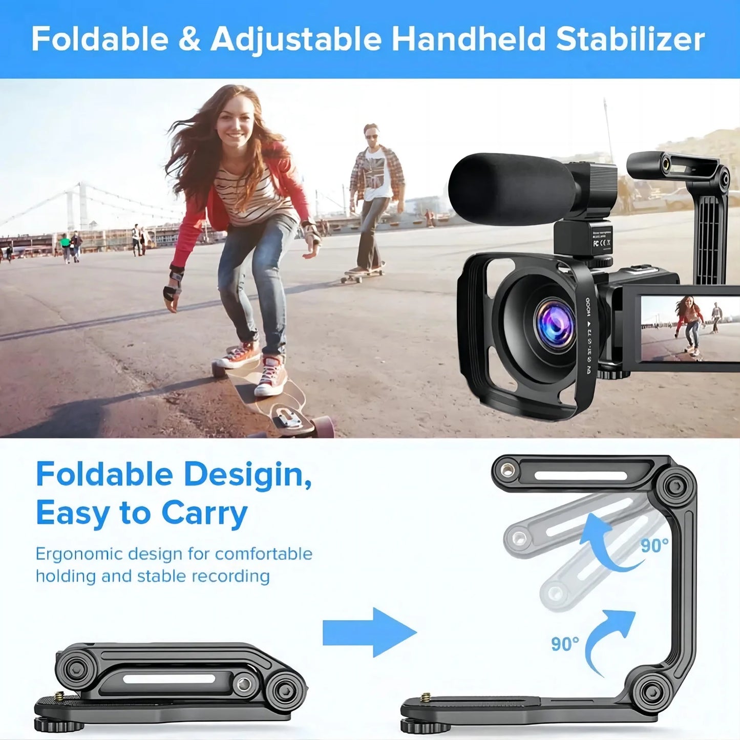 2.7K Video Camera Camcorder for YouTube Vlogging - Digital Camera with IPS Display, 36MP Resolution, and 16X Digital Zoom