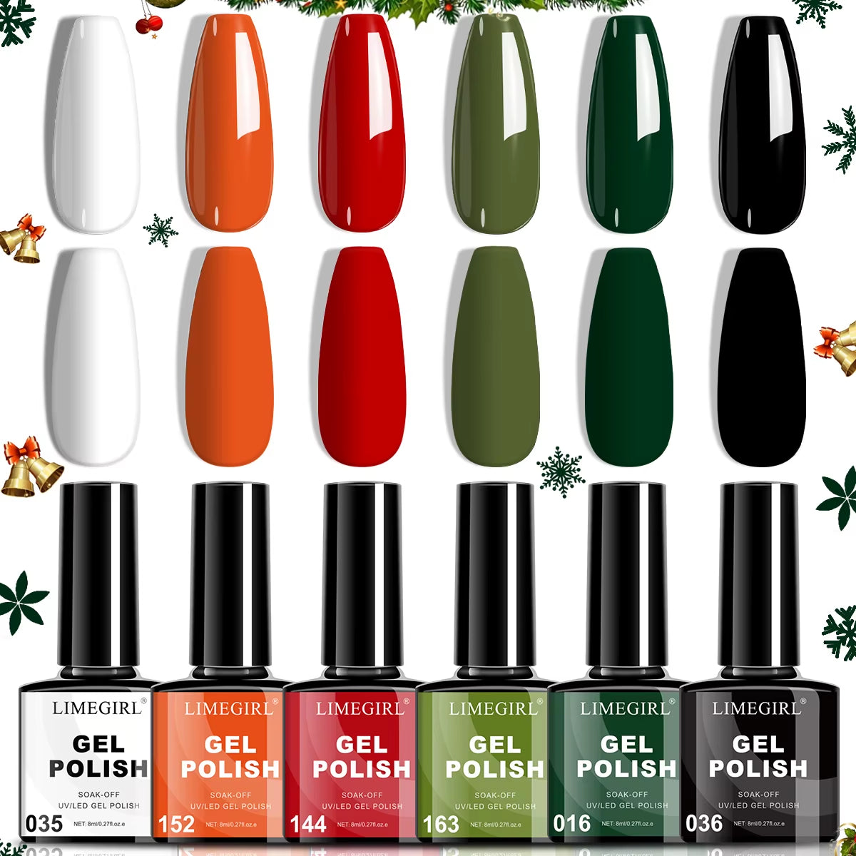 LIMEGIRL Nail Gel Polish Set, Manicure High Gloss Semi Permanent Soak-Off Enamels Kit, Colorful Nail Gel for Nail Art Salon