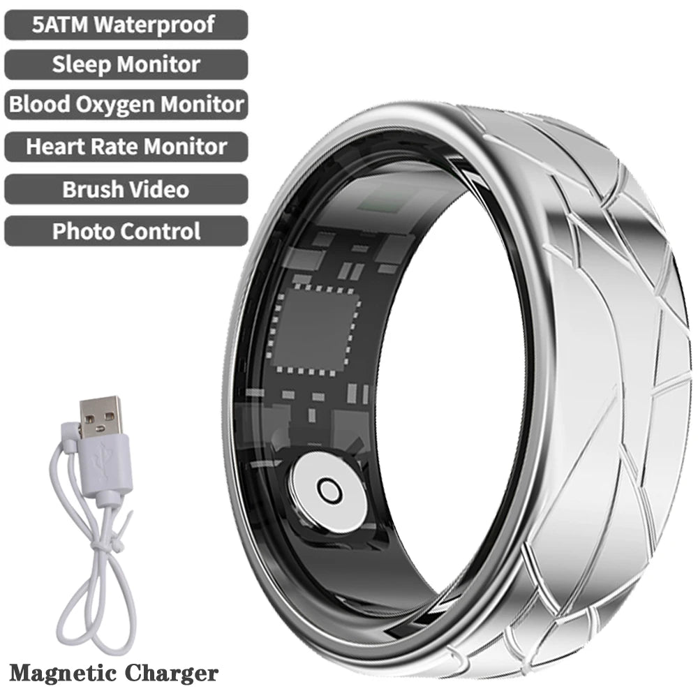 2025 Smart Health Ring - Heart Rate & Blood Oxygen Monitor, Multi-Sport Modes, IP68 & 5ATM Waterproof for Men & Women