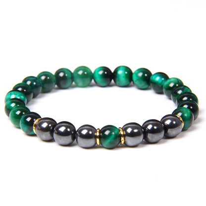 Black gallstone and tiger eye energy bracelet for men—bold style and balanced strength.
