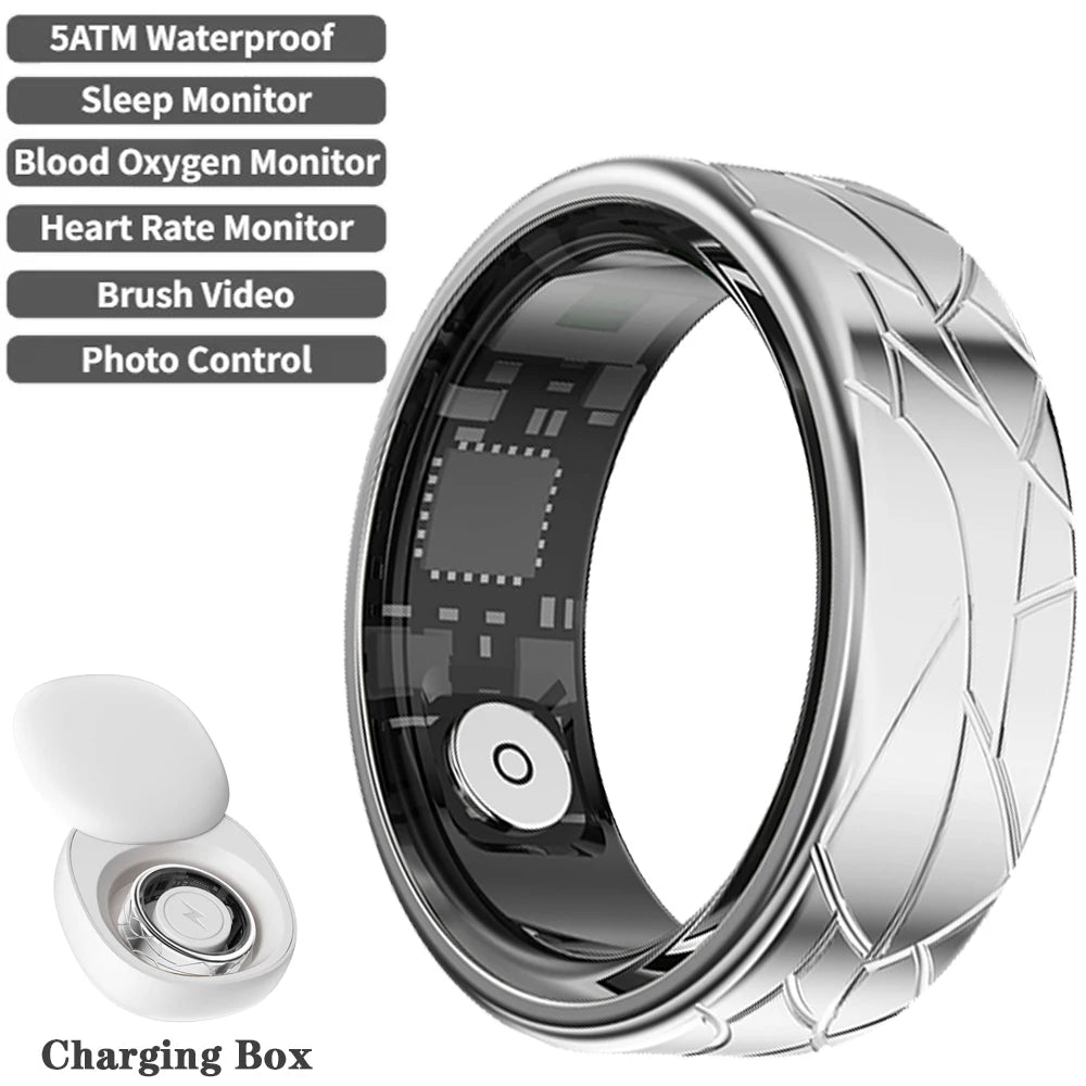 2025 Smart Health Ring - Heart Rate & Blood Oxygen Monitor, Multi-Sport Modes, IP68 & 5ATM Waterproof for Men & Women
