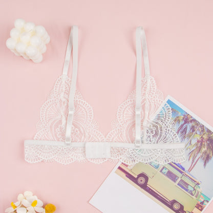 Elegant white lace lingerie designed to flatter curves and boost confidence.