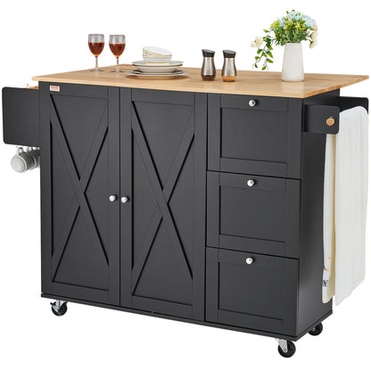 Rolling kitchen island cart with drawer and shelves—mobile storage for any kitchen.