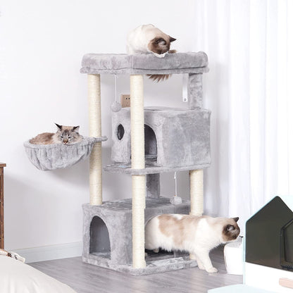 Ultimate Multi-Level Cat Tree Condo - Spacious Tower with Sisal Scratching Posts & Cozy Plush Perches for Large Cats