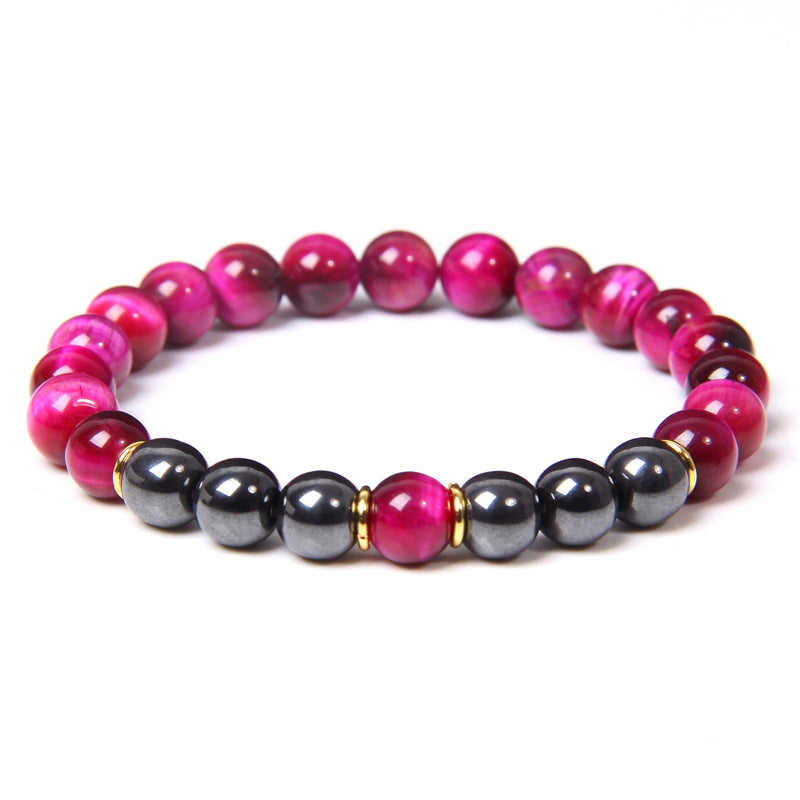 Black gallstone and tiger eye energy bracelet for men—bold style and balanced strength.