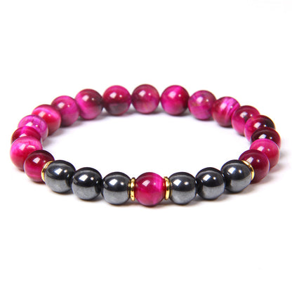 Black gallstone and tiger eye energy bracelet for men—bold style and balanced strength.
