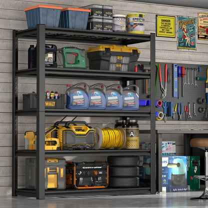 59 Inches Metal Garage Storage Rack, Heavy-Duty Steel Moisture-Proof And Waterproof 5-Layer Adjustable Storage Shelving Designed For Warehouse