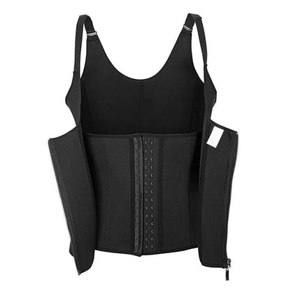 Zippered Waist Trainer Corset Waist Tummy Control Body Shaper Cincher Back Support With Adjustable Straps