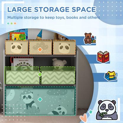 Kids Toy Organizer with 6 Storage Bins, 25" x 12" x 26", Gray