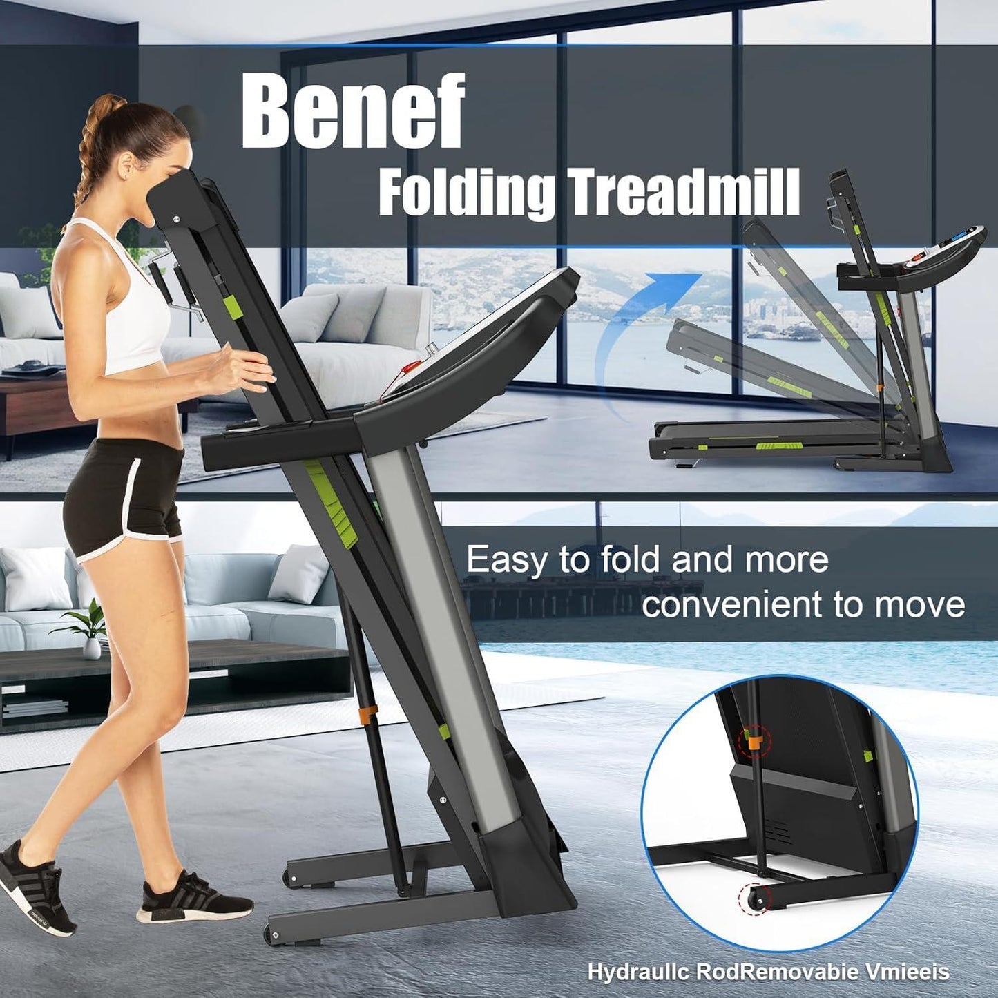 This portable folding treadmill features a silent motor, dual shock absorption, and a 330 lb weight capacity—perfect for home workouts without noise