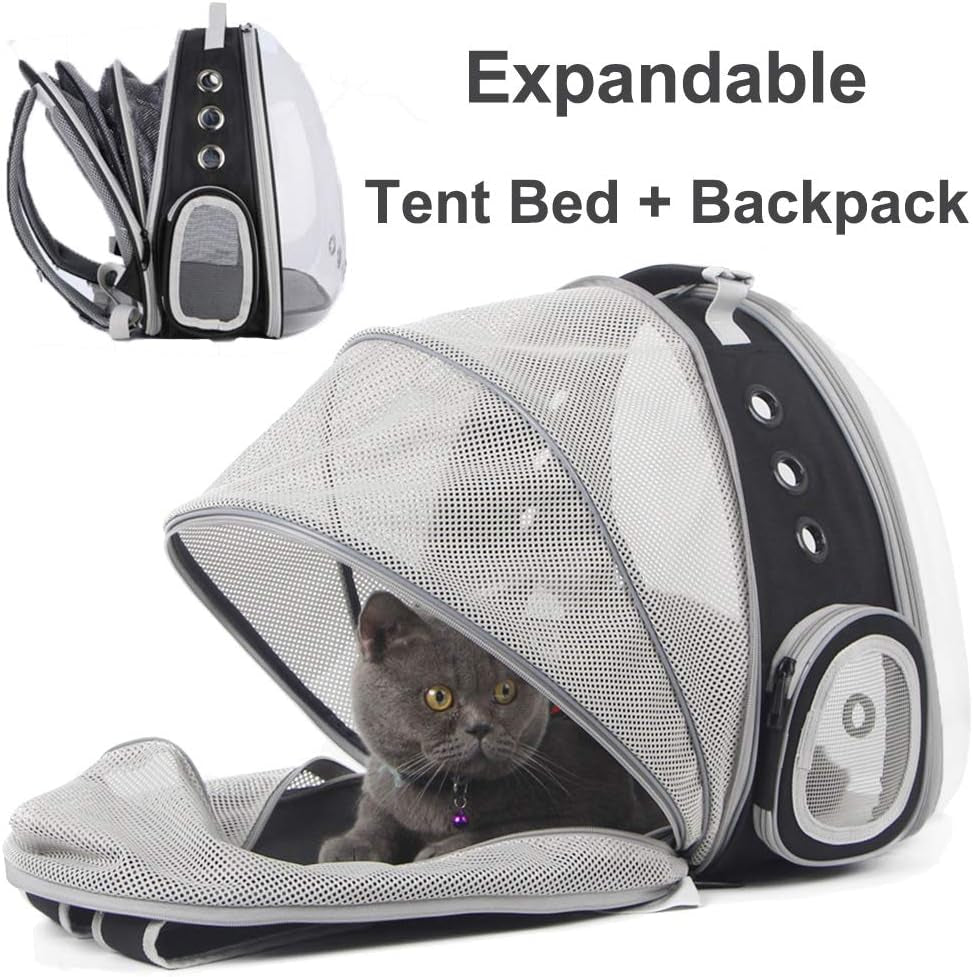 Cat Bubble Backpack with Fan, Fit up to 12 Lbs, Space Capsule Astronaut Clear Window Pet Travel Carrier Backpack for Cat and Small Puppy