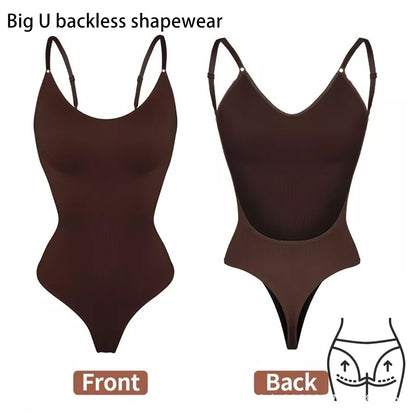 One-piece seamless backless shapewear that smooths your tummy and stays invisible under outfits.