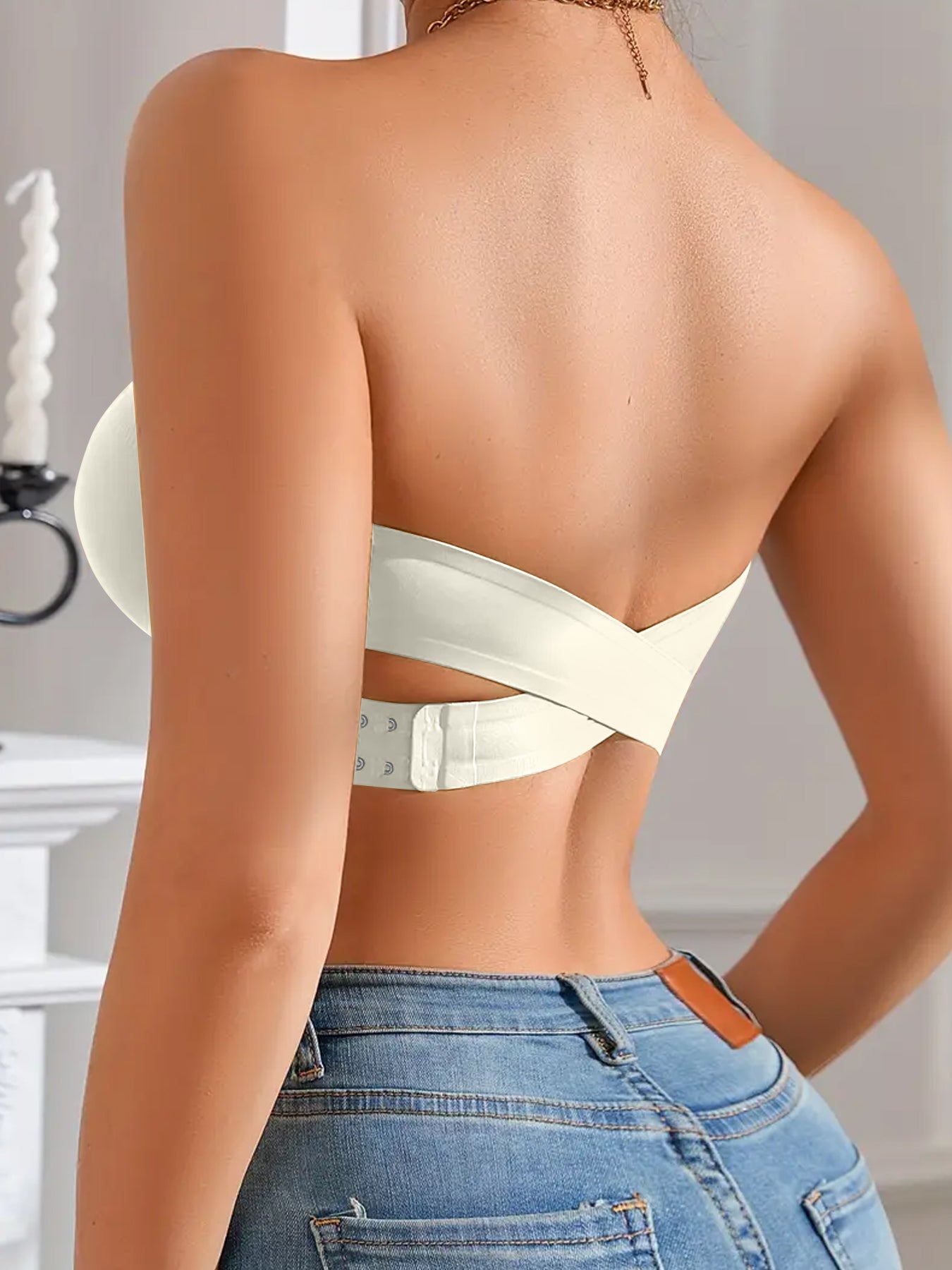 3PCS Strapless Bras For Women - Non-Slip Wireless Seamless Bras Push Up & Side Fat Control For Everyday.