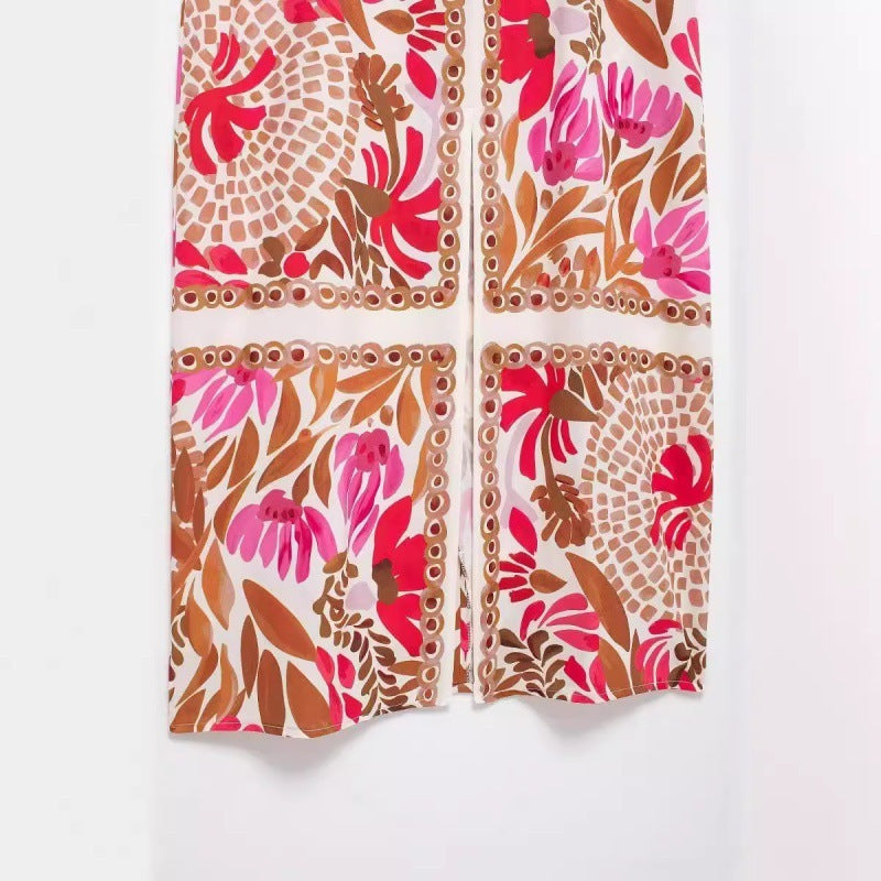 Positioning Printed Waist-controlled Dress Female