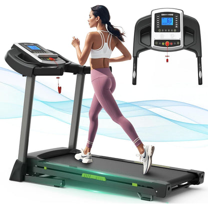This portable folding treadmill features a silent motor, dual shock absorption, and a 330 lb weight capacity—perfect for home workouts without noise