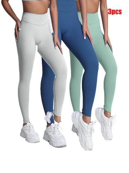 3-pack workout leggings for sports, yoga and fitness—stretchy, supportive, and versatile.