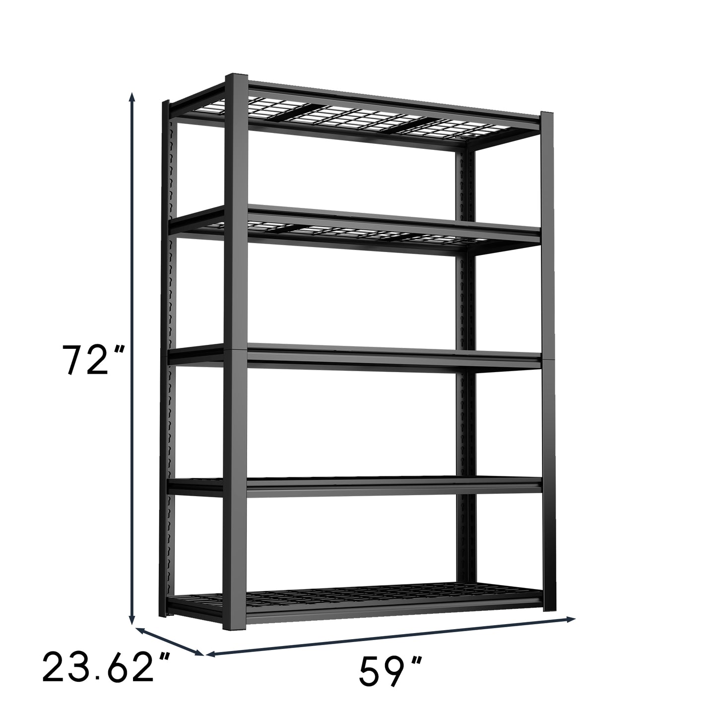 59 Inches Metal Garage Storage Rack, Heavy-Duty Steel Moisture-Proof And Waterproof 5-Layer Adjustable Storage Shelving Designed For Warehouse
