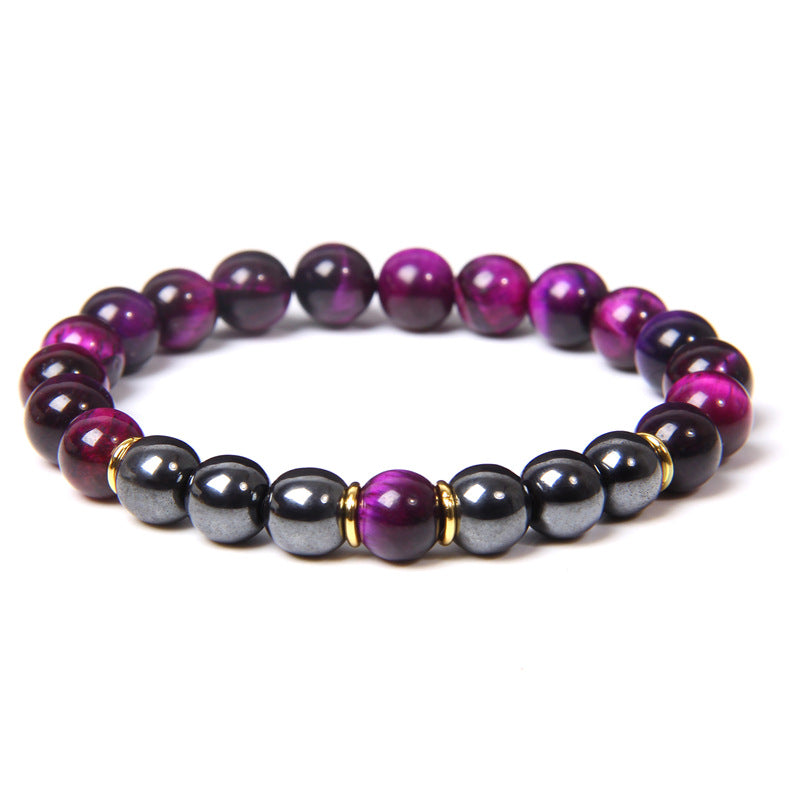 Black gallstone and tiger eye energy bracelet for men—bold style and balanced strength.