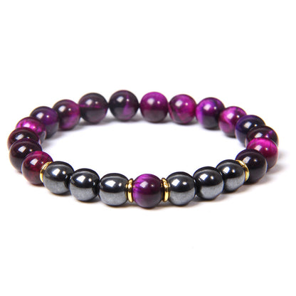 Black gallstone and tiger eye energy bracelet for men—bold style and balanced strength.