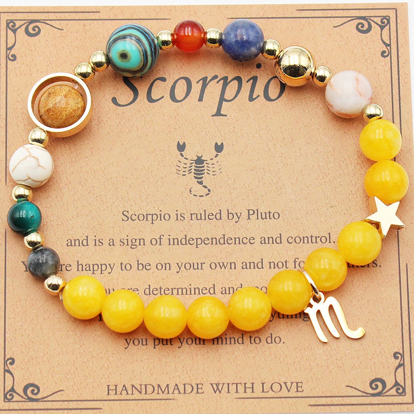 Eight Planets 12 Constellation Bracelet – Morgan Stone Beaded Zodiac Astrology Jewelry Gift