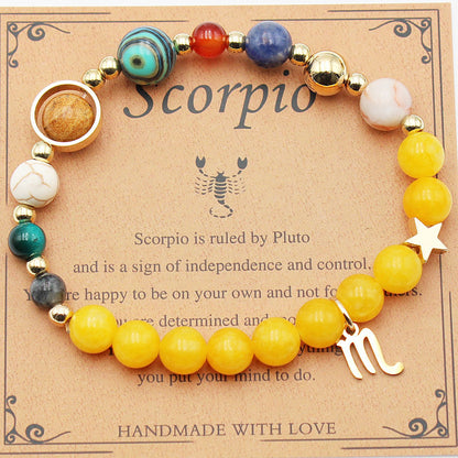 Eight Planets 12 Constellation Bracelet – Morgan Stone Beaded Zodiac Astrology Jewelry Gift