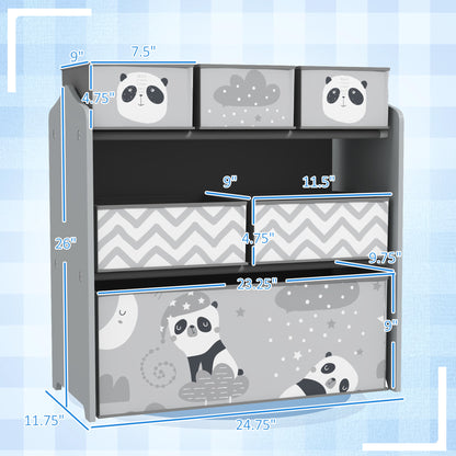 Kids Toy Organizer with 6 Storage Bins, 25" x 12" x 26", Gray