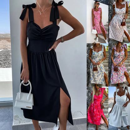 This fashion suspenders waist-tight split dress is designed to define your waist, enhance curves.