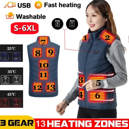 Ultimate USB Heated Vest for Men & Women - 17/13/9 Adjustable Heating Zones for Maximum Comfort