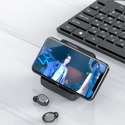 Multifunction Bluetooth Headset – Binaural Earbuds with Power Bank & Phone Stand