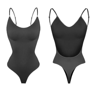 One-piece seamless backless shapewear that smooths your tummy and stays invisible under outfits.