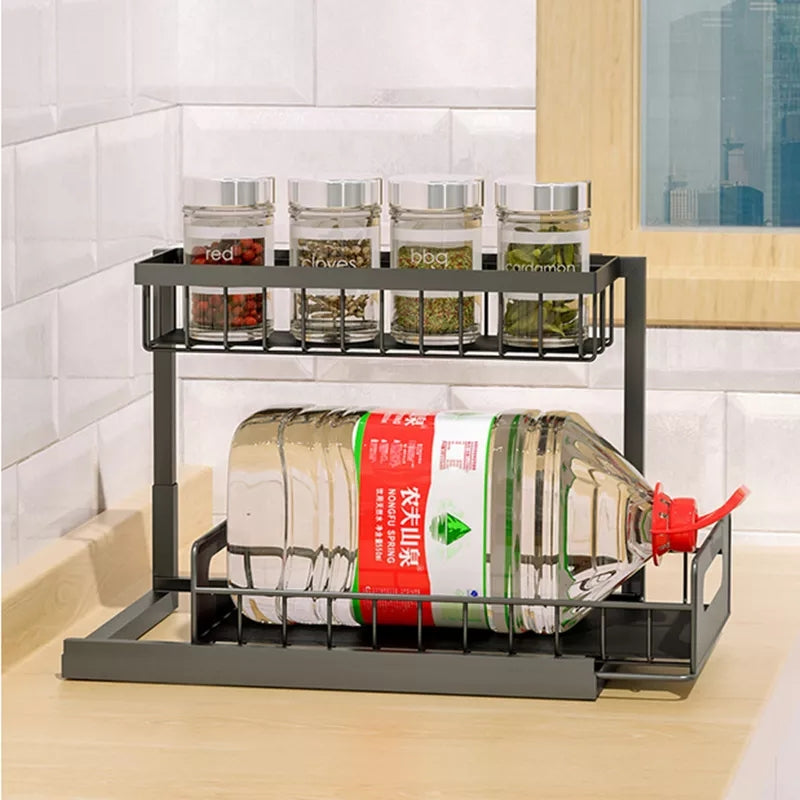 Storage In Sink Under sink cabinet shelf organizer for easy, space-saving kitchen and bathroom storage. Under Cabinet Shelf