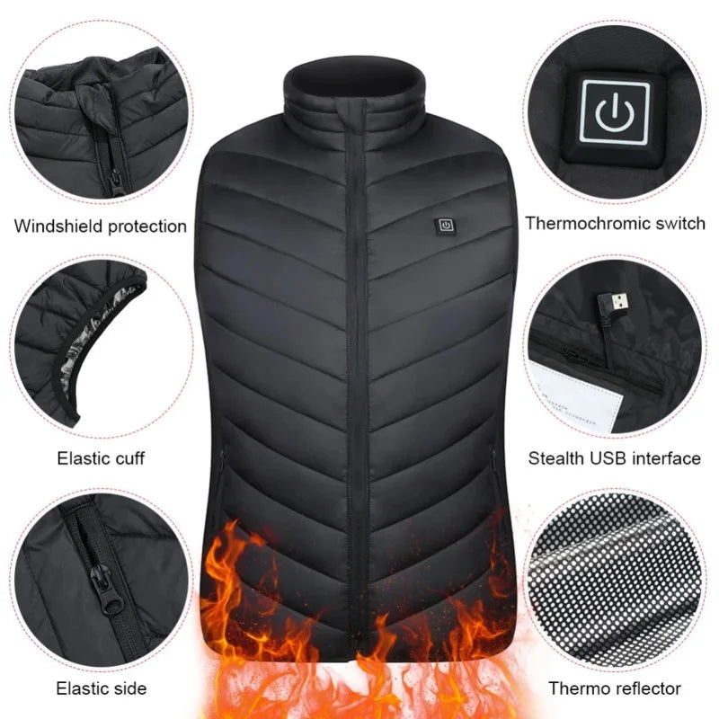 Ultimate USB Heated Vest for Men & Women - 17/13/9 Adjustable Heating Zones for Maximum Comfort
