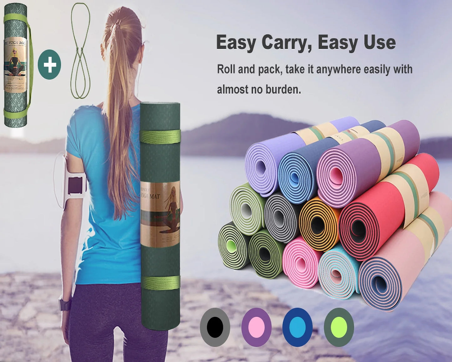 Elevate Your Practice with the Eco-Friendly 8mm TPE Non-Slip Yoga Mat - Perfect for Yoga, Pilates, and Workouts