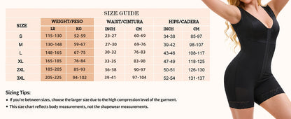Full body shapewear bodysuit with tummy control, butt lifting, and zipper design.