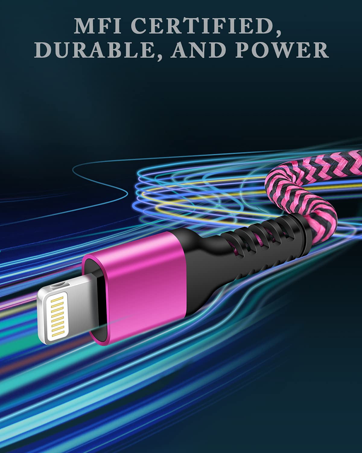 Experience Rapid Charging with Our 10FT Apple MFI Certified Lightning Cable - Durable Braided USB Wire for iPhone 14, 13, 12, 11 Pro Max and More - 2 Pack