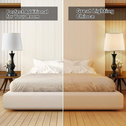 Elegant Set of 2 3-Way Dimmable Linen Fabric Lamps for Living Room & Bedroom Nightstands