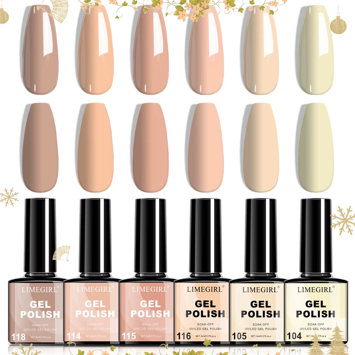 LIMEGIRL Nail Gel Polish Set, Manicure High Gloss Semi Permanent Soak-Off Enamels Kit, Colorful Nail Gel for Nail Art Salon