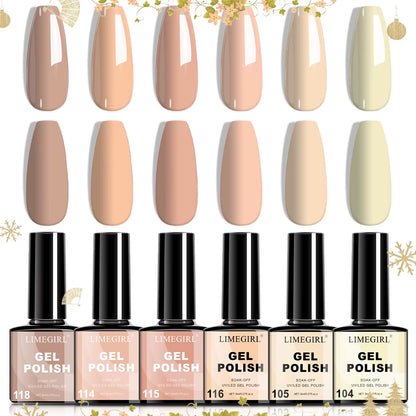 LIMEGIRL Nail Gel Polish Set, Manicure High Gloss Semi Permanent Soak-Off Enamels Kit, Colorful Nail Gel for Nail Art Salon