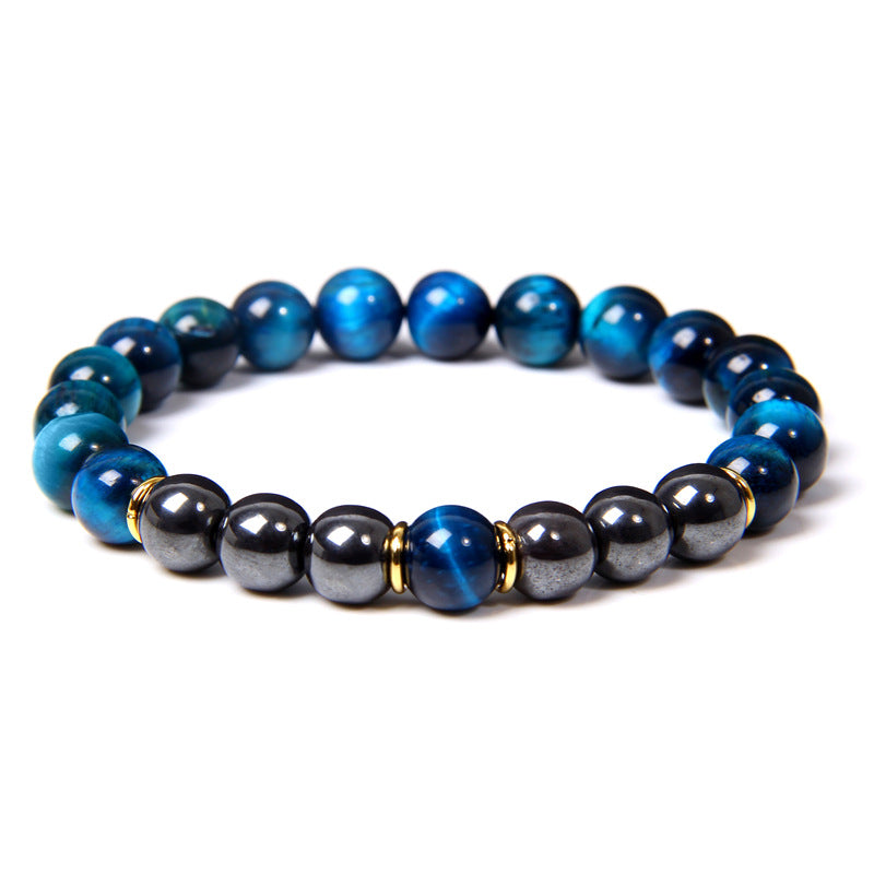 Black gallstone and tiger eye energy bracelet for men—bold style and balanced strength.