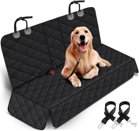 Ultimate Waterproof Dog Car Seat Cover - Non-Slip Back Seat Protector for Cars, Trucks & SUVs - Fits Middle Armrest - Black