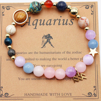 Eight Planets 12 Constellation Bracelet – Morgan Stone Beaded Zodiac Astrology Jewelry Gift