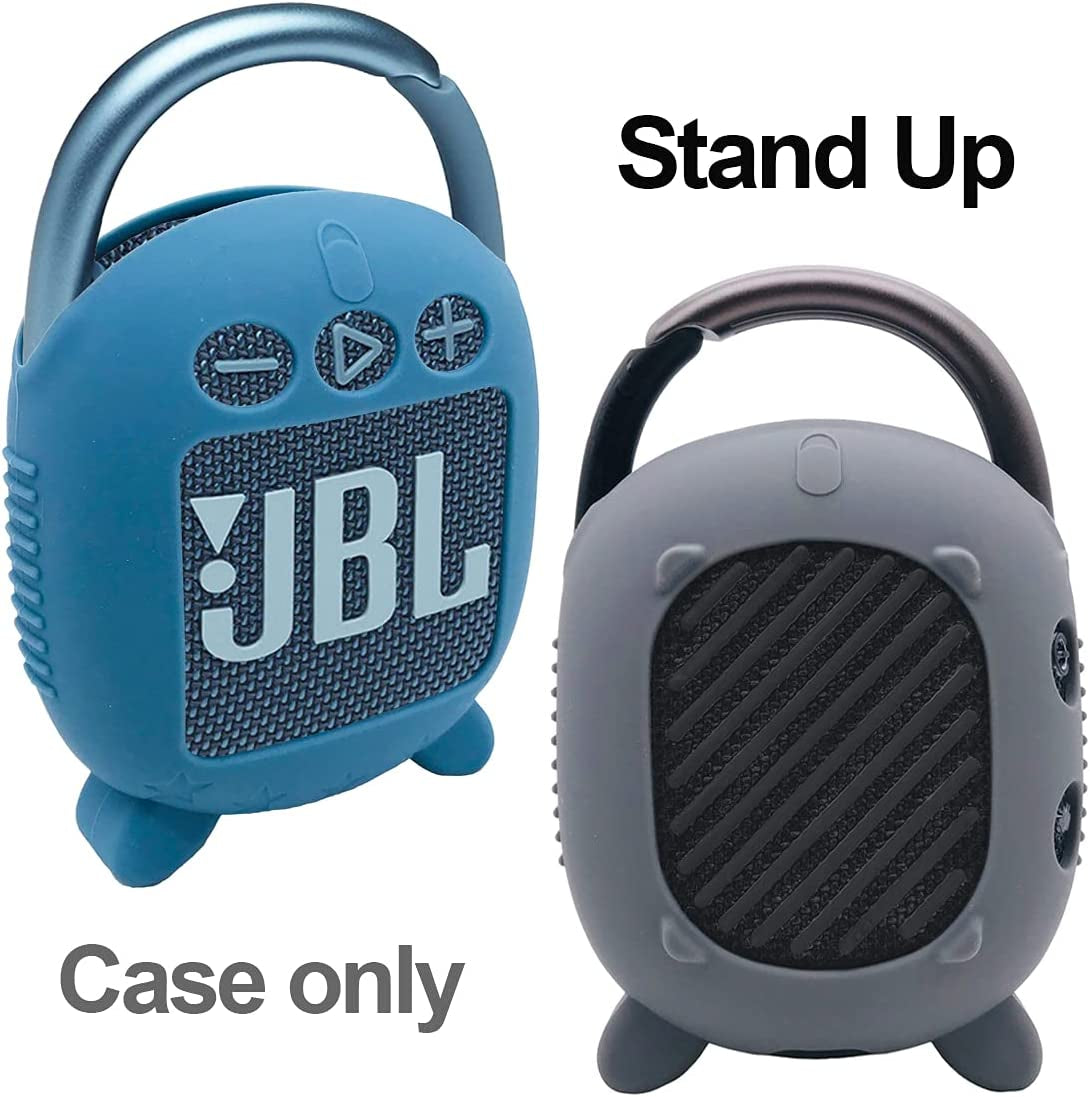 Stylish and Protective Silicone Case for JBL Clip 4 Portable Bluetooth Speaker - Grey Carrying Cover with Stand Feature