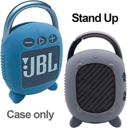 Stylish and Protective Silicone Case for JBL Clip 4 Portable Bluetooth Speaker - Grey Carrying Cover with Stand Feature