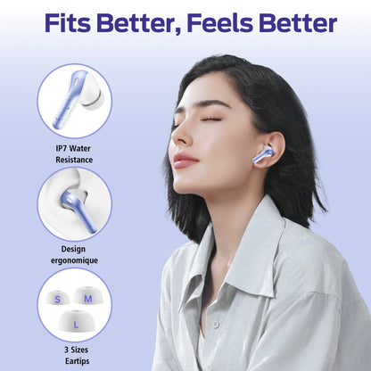 VEATOOL True Wireless Bluetooth Earbuds - 65H Playback, IPX7 Waterproof, Wireless Charging Case, In-Ear with Mic for TV, Smartphone, Computer & Laptop