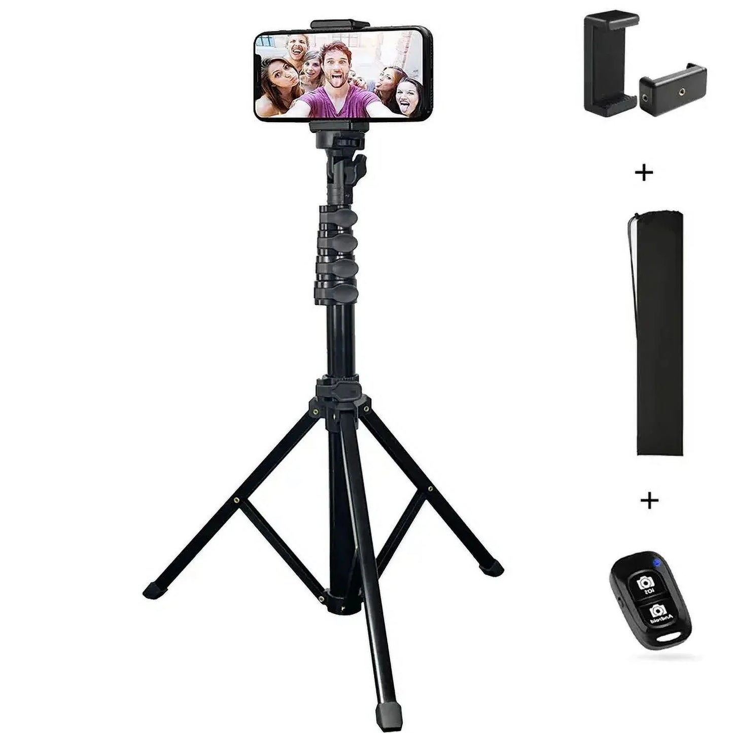 Innotech 62" Extendable Phone Tripod & Selfie Stick with Wireless Remote - Compatible with iPhone & Android Phones, Cameras