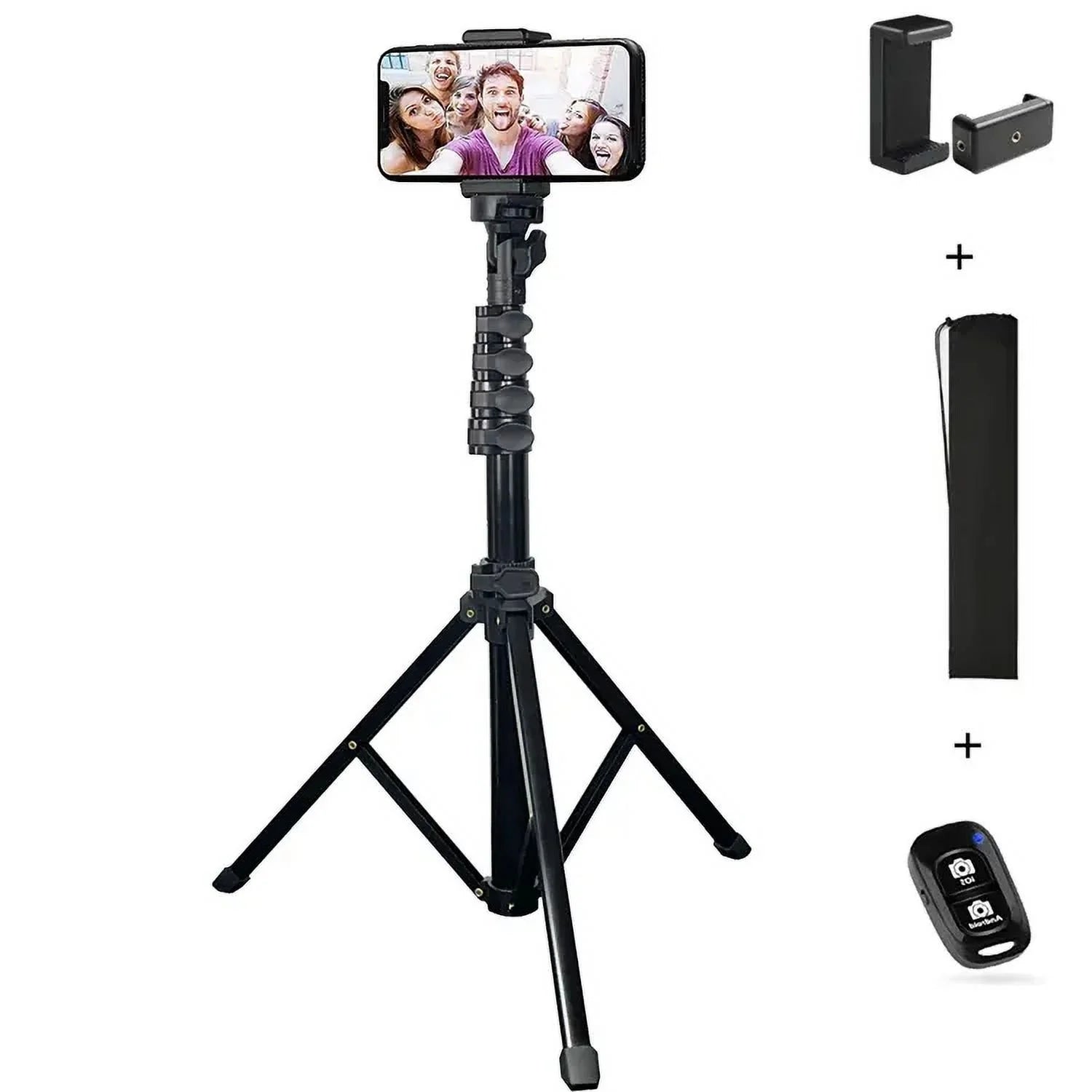 Innotech 62" Extendable Phone Tripod & Selfie Stick with Wireless Remote - Compatible with iPhone & Android Phones, Cameras