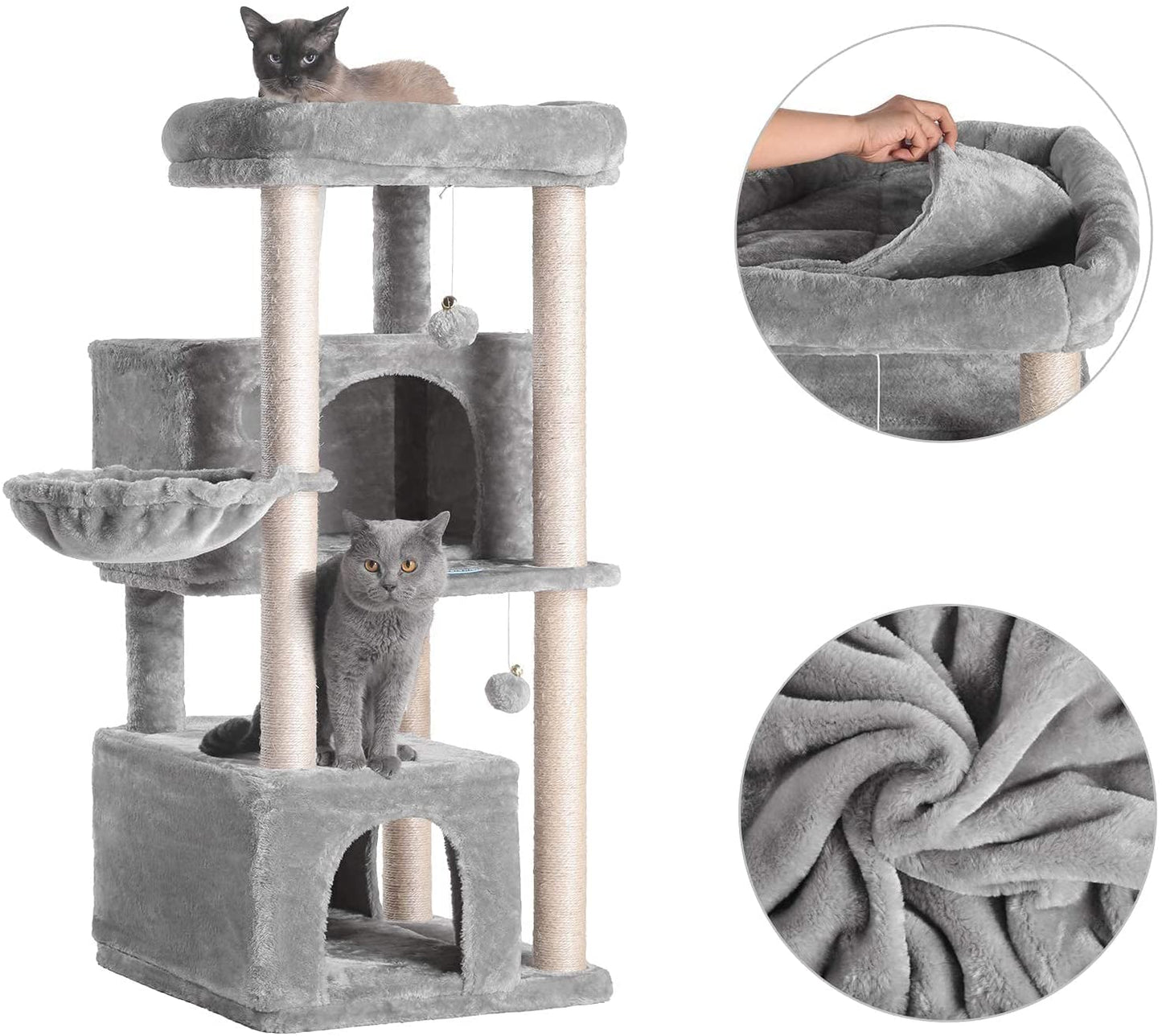Ultimate Multi-Level Cat Tree Condo - Spacious Tower with Sisal Scratching Posts & Cozy Plush Perches for Large Cats