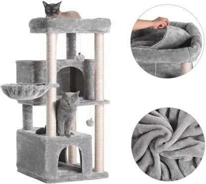 Ultimate Multi-Level Cat Tree Condo - Spacious Tower with Sisal Scratching Posts & Cozy Plush Perches for Large Cats