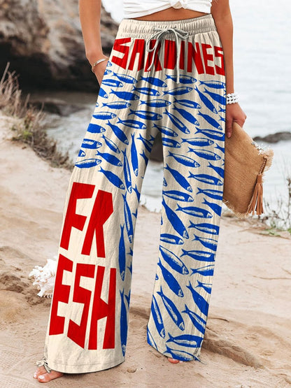 Hot Selling Wide Leg Colorful Graffiti Women's Casual Pants