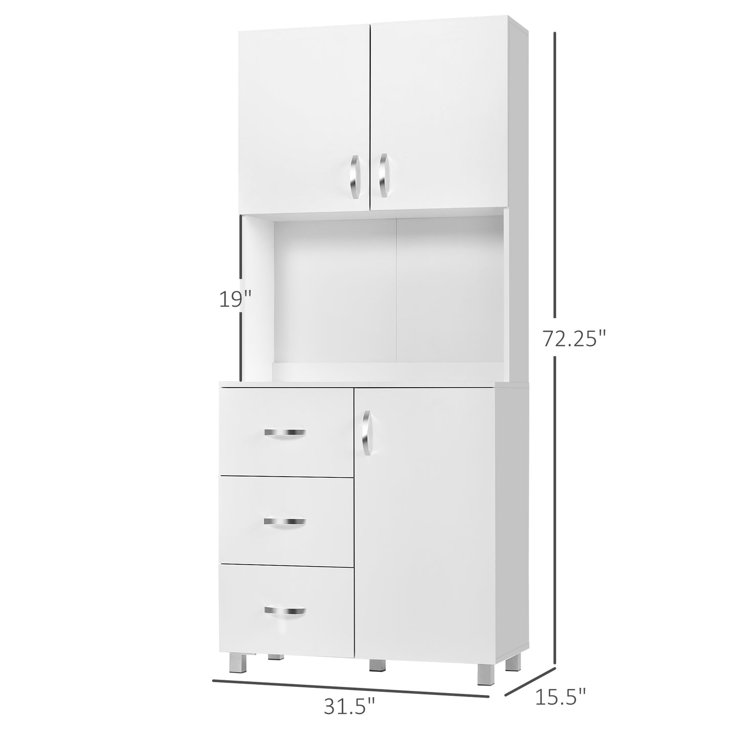 Freestanding Kitchen Buffet with Hutch Storage Organizer with 2 Door Cabinets